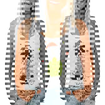 Santa Border Collie Christmas Border Collie Dog Mom Pajama Women Tank Top | Mazezy