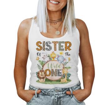 Sister Of The Wild One First Birthday Boy Jungle Safari Women Tank Top - Thegiftio UK