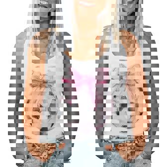 Soccer Ball Pink Coquette Bow Dainty Ribbon Girls Soccer Women Tank Top - Monsterry