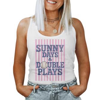 Sunny Baseball Days And Double Plays Game Day Girl Women Tank Top - Thegiftio UK