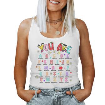 Teacher You Are Letters Alphabet Learn Abcs Boy Girl Reading Women Tank Top - Thegiftio