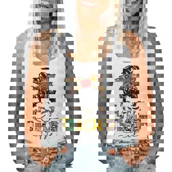 Teacher Life Messy Bun Hair Teacher Back To School Women Tank Top | Seseable CA