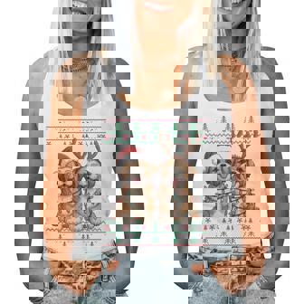 Ugly Xmas Lights Shih Tzu Dog Christmas Sweater Women Tank Top | Seseable CA