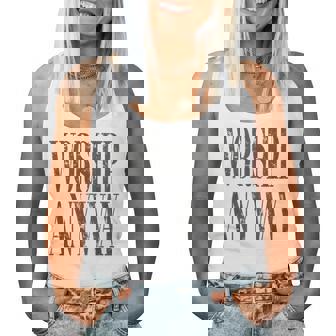 Worship Anyway Distressed Christian Women Tank Top | Seseable UK