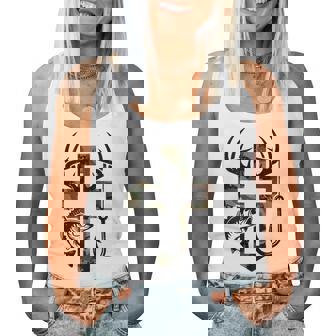 Youth Camo Faith Hunting Fishing Cross Hook Christian Jesus Women Tank Top | Seseable CA