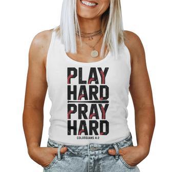Youth Christian Baseball Play Hard Pray Hard N Boys Faith Women Tank Top - Thegiftio UK