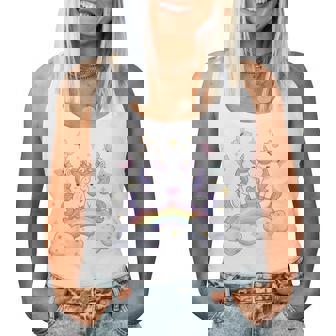 キッズ ユニコーンバタフライは、女の子向けの心と虹のアートを備えています レディースタンクトップ - Kawaiitshirt