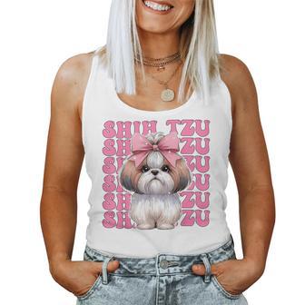 コケット 弓 シーズー 女の子 犬 ママ 母の日 ピンク レディースタンクトップ - Kawaiitshirt