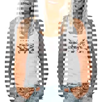 面白いクマのダンスグラフィック。動物愛好家、男性、女性、子供用。 レディースタンクトップ - Kawaiitshirt