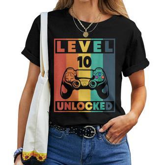 10Th Birthday Gamer Boy Or Gamer Girl Level 10 Unlocked Women T-shirt - Thegiftio UK