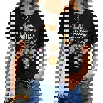 2Nd Birthday Boy Girl Two Wild Jungle Zoo Animals Birthday Women T-shirt - Thegiftio