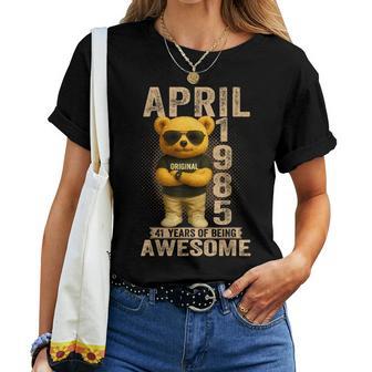 41歳 1985年4月 テディベア 41歳 誕生日 男性 女性 レディースTシャツ - Kawaiitshirt
