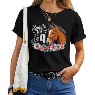 4Th Horse Birthday Four Years Old Girls Horses Birthday Women T-shirt - Thegiftio UK