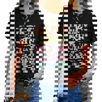 50 Days Happy 50Th Day Of School Teacher Students Groovy Women T-shirt | Mazezy