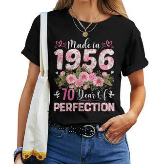 70 Year Old Made In 1956 Floral 70Th Birthday Women Women T-shirt - Thegiftio