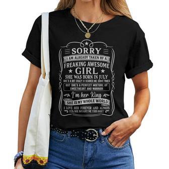 I Am Already Taken By Freaking Awesome Girl Born In July Women T-shirt | Mazezy