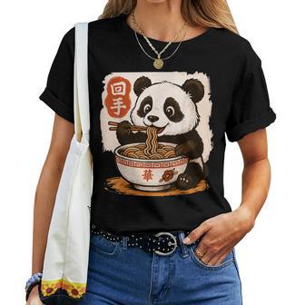 Anime Panda Eating Ramen Japanese Japan Women T-shirt - Thegiftio