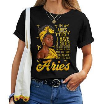 Aries Afro Black Woman It's My Birthday Zodiac Sign Women T-shirt | Mazezy