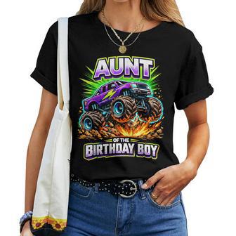 Aunt Of The Birthday Boy Monster Truck Birthday Party Women T-shirt - Thegiftio UK