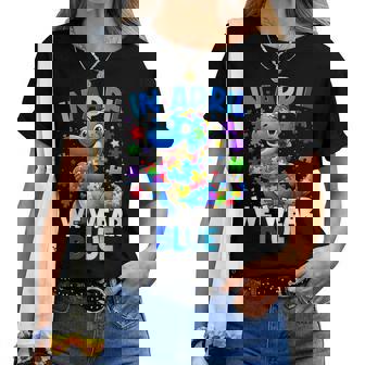 Autism Awareness April We Wear Blue T Rex Dinosaur Boy Girl Women T-shirt - Thegiftio