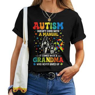 Autism Grandma Doesn't Come With A Manual Awareness Puzzle Women T-shirt | Mazezy