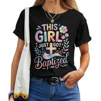 Baptism This Girl Just Got Baptized Christian Cross Pastel Women T-shirt - Thegiftio