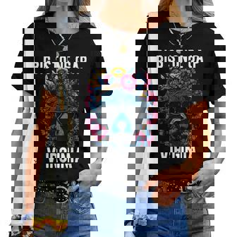 Bigtone Gap バージニア Usa クマと花のデザイン 長袖tシャツ レディースTシャツ - Kawaiitshirt