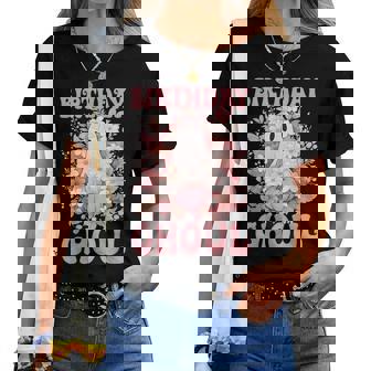 Birthday Ghoul Floral Ghost Bow Halloween Birthday Girls Women T-shirt | Mazezy