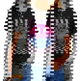 Bisexual Smile Face Bi Pride Flag Lgbtq Groovy Women Women T-shirt - Thegiftio