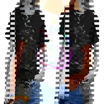 Black Cat Realistic Watercolor Cute Cat Paint Colorful Cat Women T-shirt - Thegiftio