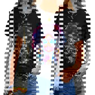 Black Queen Afro Melanin Paint Dripping Junenth Women T-shirt - Thegiftio