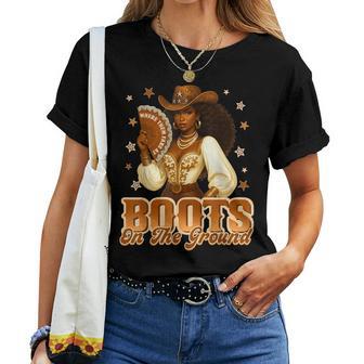 Boots On The Ground Where Them Fans At Western Cowgirl Women Women T-shirt - Thegiftio UK