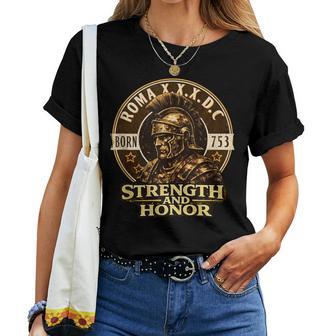 Casco Centurión Romano Fuerza Honor Antigua Roma 753 AC In Mangas Camiseta de mujer - Regaloses