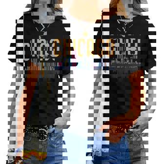 Chicago Illinois Il Night City Skyline Lights Women Women T-shirt - Thegiftio