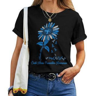 Child Abuse Prevention Sunflower Child Abuse Awareness Women T-shirt - Thegiftio