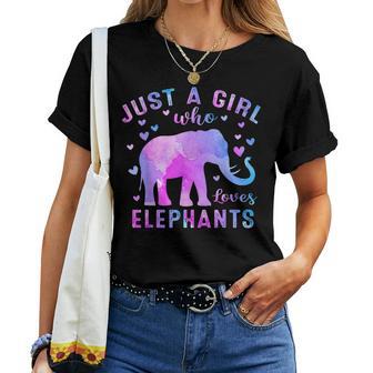 Colorful Just A Girl Who Loves Elephants Girls Women T-shirt - Thegiftio UK