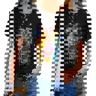 Cool African Woman Afro Color Painted Face Junenth Vibes Women T-shirt - Thegiftio