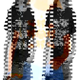 Coquette Bows Turkey Pumpkin Pie Thanksgiving Autumn Fall Women T-shirt - Thegiftio