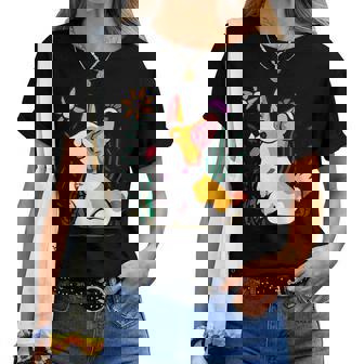 Corgi Con Plantas Y Flores Perro Cool Hombres Es Niños Retro Camiseta de mujer - Regaloses