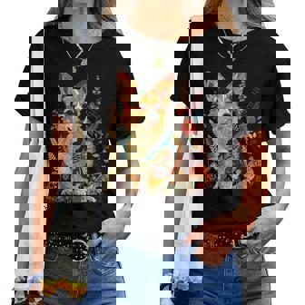 Corgi Dog Vintage Flowers Corgi Mama Women T-shirt - Thegiftio