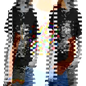 Cute Autism Awareness Toddler Girl Unicorn Heart Puzzle Women T-shirt - Thegiftio