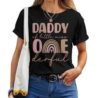 Daddy Of Little Miss Onederful First Birthday Boho Rainbow Women T-shirt - Thegiftio UK