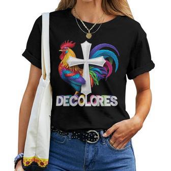 Decolores Cursillo Rainbow Rooster Catholic Women T-shirt - Thegiftio UK