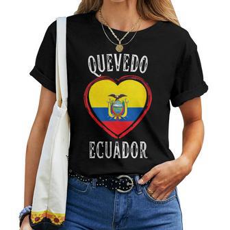 Ecuador Flag Heart Quevedo City Cuello Camiseta de mujer - Regaloses