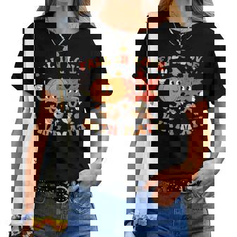 Fall In Love With Math Retro Thanksgiving Teacher Autumn Women T-shirt | Mazezy