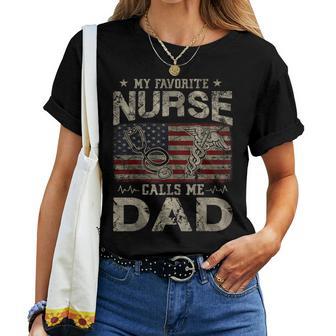My Favorite Nurse Calls Me Dad American Flag Vintage Women T-shirt - Thegiftio UK