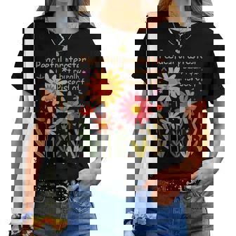 Feminist Floral Peaceful Protester But Really Pissed Off Women T-shirt - Thegiftio