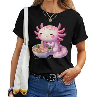 Fox Brother Anime Kawaii Axolotl Essen Ramen Nudeln Kinder N Mädchen Junge Kinderchwarz Kurzarm Kragenlos Cartoon Kawaii Anime T-shirt Frauen - Geschenkecke