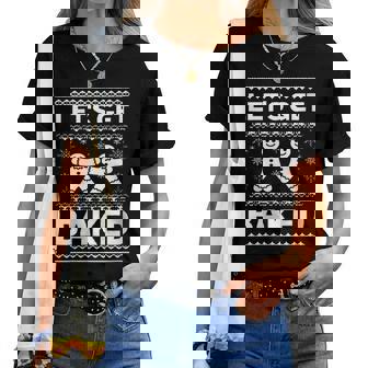 Gingerbread Let's Get Baked Holiday Party Style Women T-shirt | Mazezy