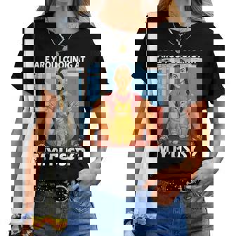 Pussy Meme Adult Girls Pun Are You Looking At My Pussy レディースTシャツ - Kawaiitshirt